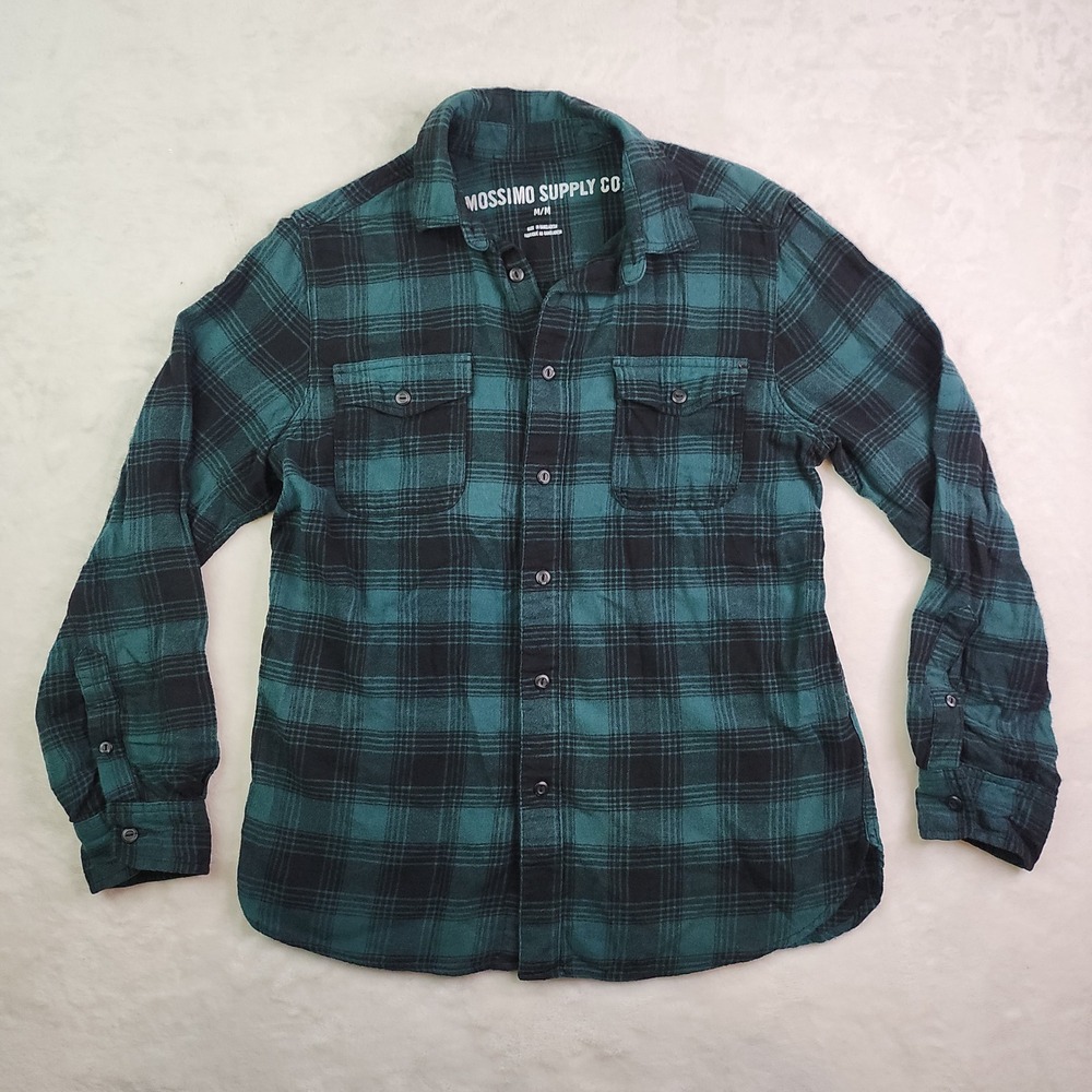 Vintage Y2K Mossimo Green Plaid Flannel Shirt Womens Medium 90s Grunge Gorpcore